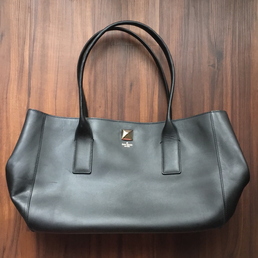 Kate Spade Black Leather Turnlock Tote